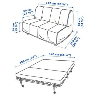 Senza uso: Divano letto beige Ikea 2 posti