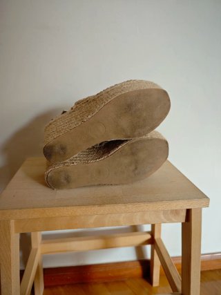 Sandalias cuña esparto beige