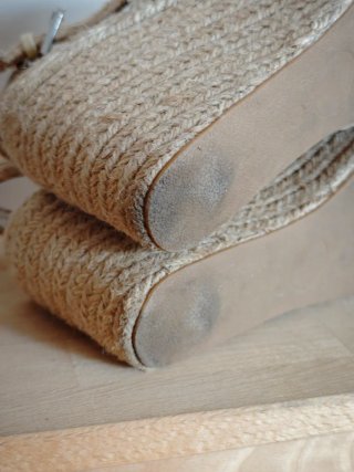 Sandalias cuña esparto beige