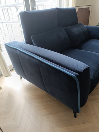 Sofá de terciopelo azul 2 plazas