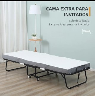 Cama Plegable Gris y Blanca