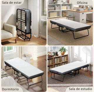 Cama Plegable Gris y Blanca