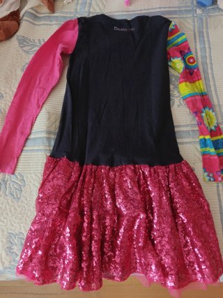 Vestido Desigual niña corazón lentejuelas
