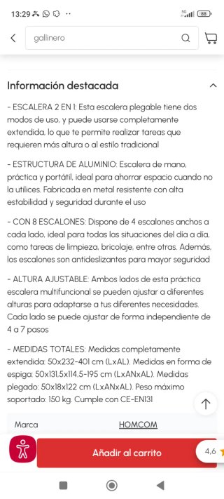 Escalera extensible aluminio