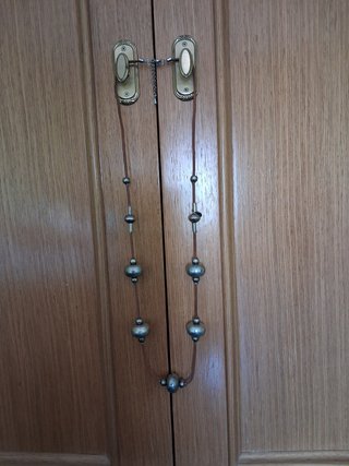 Collar SNT (Sin receta)de cuero marrón y plata