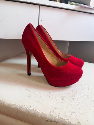 Tacones rojos plataforma tacon fino talla 36