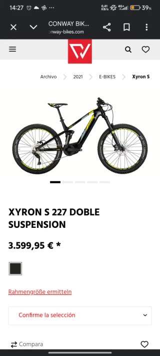 Bicicleta Eléctrica Conway Xyron S227