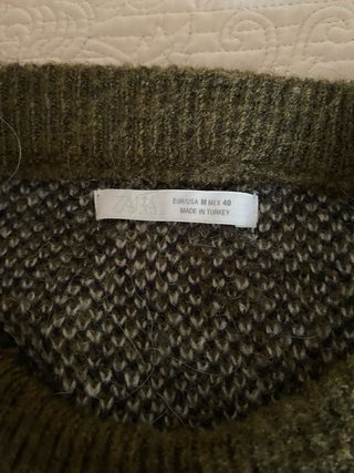 Jersey Zara Rombos Verde y Beige
