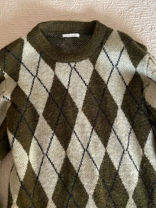 Jersey Zara Rombos Verde y Beige