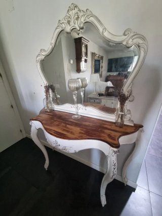 Conjunto recibidor antiguo madera y cristal