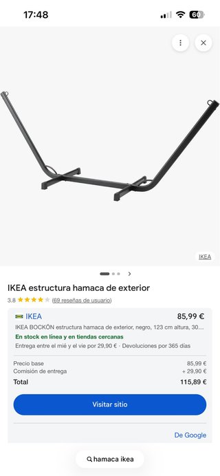 Estructura Hamaca Exterior IKEA Bockon Negra
