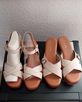 LOTE 2 pares sandalias Festissimo color nude T 40