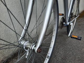 Bicicleta de paseo plateada