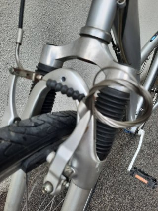 Bicicleta de paseo plateada
