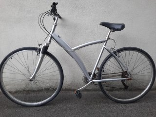 Bicicleta de paseo plateada