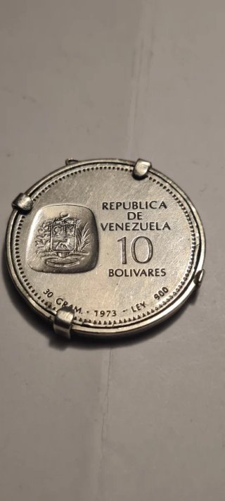 Moneda 10 Bolívares Plata Simón Bolívar 1873-1973
