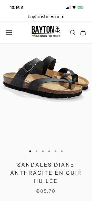 Sandalias de piel BAYTON Hombre Talla 43 Negras