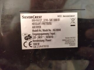 Freidora de aire Silvercrest HG10044