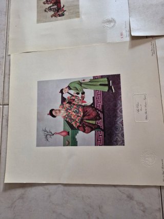 Litografía Arte Chino. Sello Patrimonio nacional