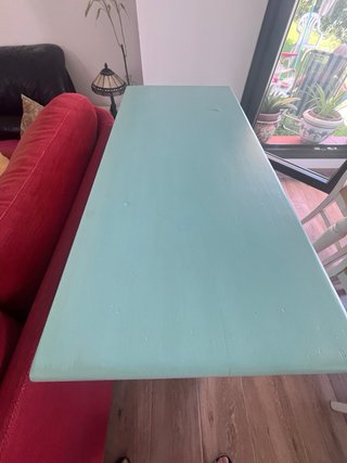 Comodino vintage in legno blu e piccola cassettiera