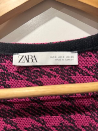 Vestido ZARA fruncido estampado pata de gallo