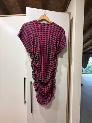 Vestido ZARA fruncido estampado pata de gallo