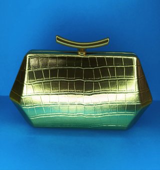 Clutch Hexagonal Piel Labrada Dorado