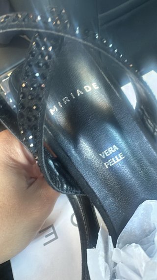 Décolleté Miriade Nere con Strass Vera Pelle