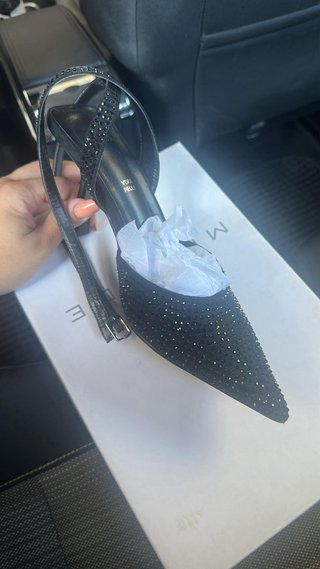 Décolleté Miriade Nere con Strass Vera Pelle