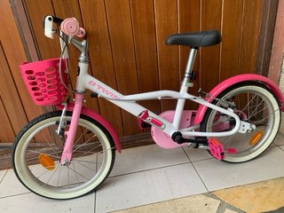 Bicicleta Infantil Btwin 16 Blanca y Rosa