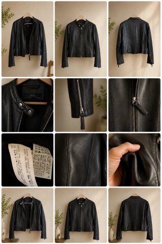 Chaqueta Piel Negra. Zara. Talla XL