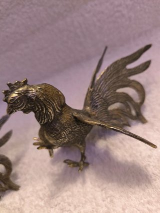 Pareja Gallos Metal Decorativos