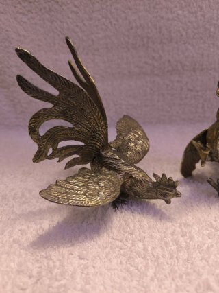 Pareja Gallos Metal Decorativos