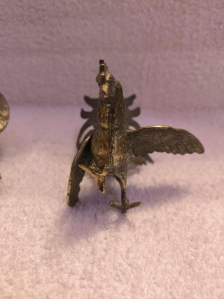 Pareja Gallos Metal Decorativos