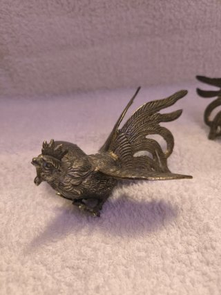 Pareja Gallos Metal Decorativos