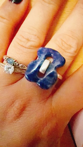 Anillo Oso Tous Azul y Plata