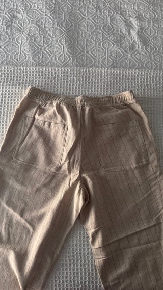 Pantalón Zara Lino Rayas Beige