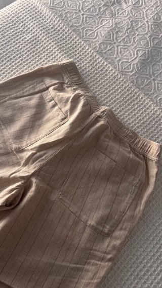 Pantalón Zara Lino Rayas Beige