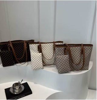 Bolso Tote Mujer Beige y Marrón