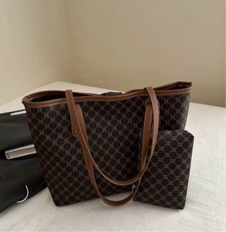 Bolso Tote Mujer Beige y Marrón