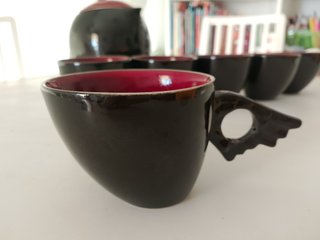 Juego Tazas y Tetera Diseño Cerámica