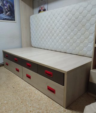 Cama nido con colchón y cajones