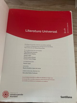 Literatura Universal, 1, Bachillerato, Proyecto...