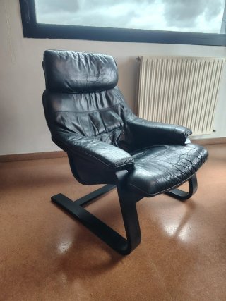 Sillón relax piel vintage negro para restaurar