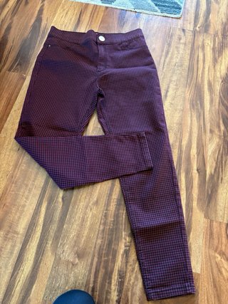 Pantalones Zara Cuadros vichy Rojo y Negro T38