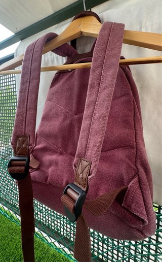 Mochila de algodón y cuero burdeos