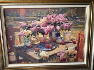Cuadro Flores Naturaleza Muerta Marco Dorado