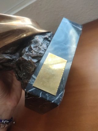 Figura Búho Bronce Base Mármol