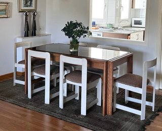 Mesa Comedor Roble y Cristal