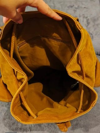 Mochila Cuero Vintage Marrón/Amarillo